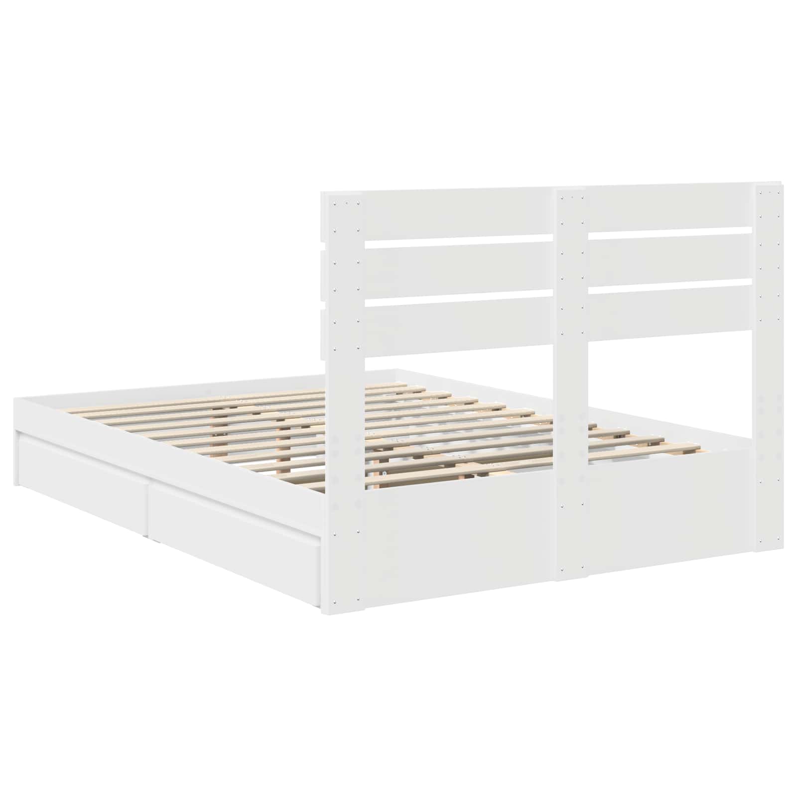 Bed Frame with Drawer Manual White 150 x 200 cm Engineered Wood