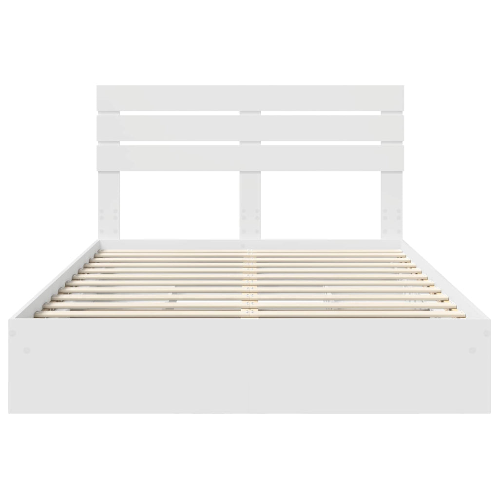 Bed Frame with Drawer Manual White 150 x 200 cm Engineered Wood