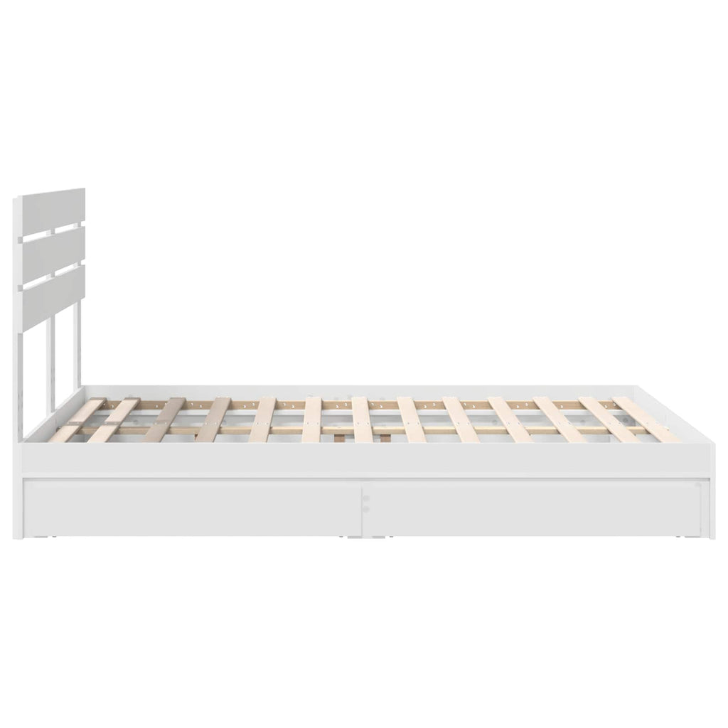 Bed Frame with Drawer Manual White 150 x 200 cm Engineered Wood