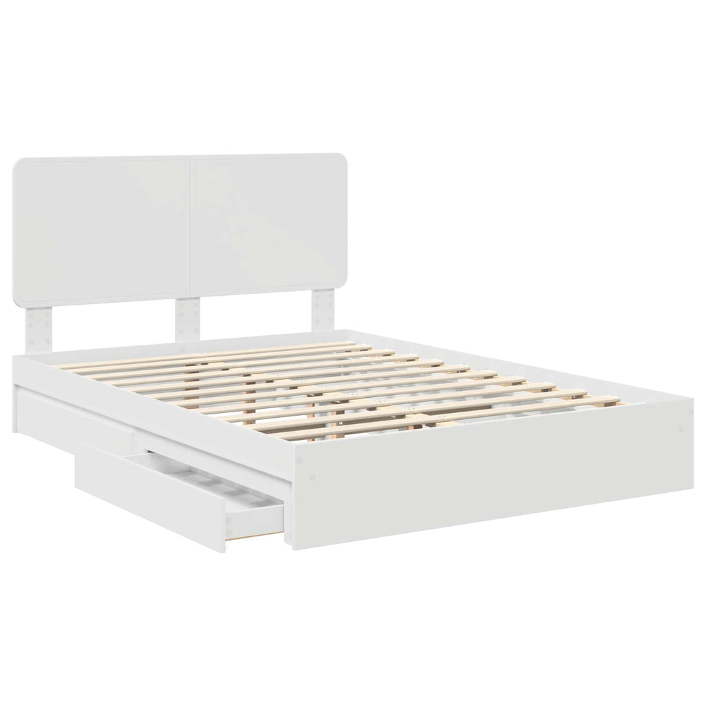 Bed Frame with Drawer White 150 x 200 cm Engineered Wood