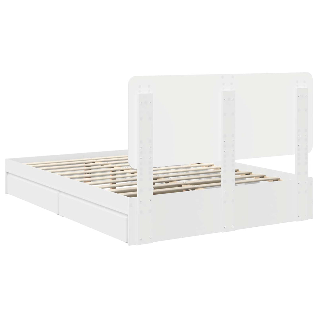 Bed Frame with Drawer White 150 x 200 cm Engineered Wood