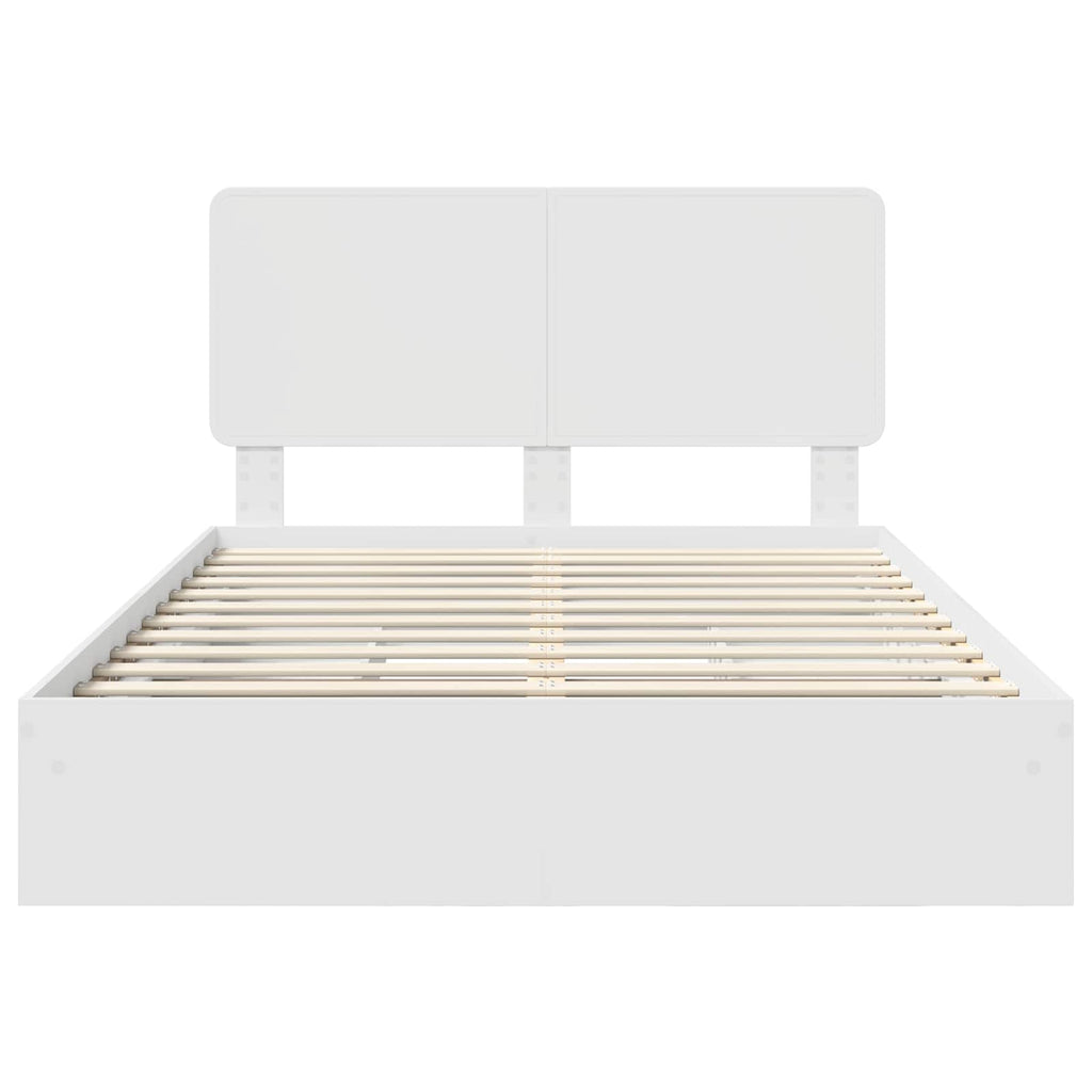 Bed Frame with Drawer White 150 x 200 cm Engineered Wood