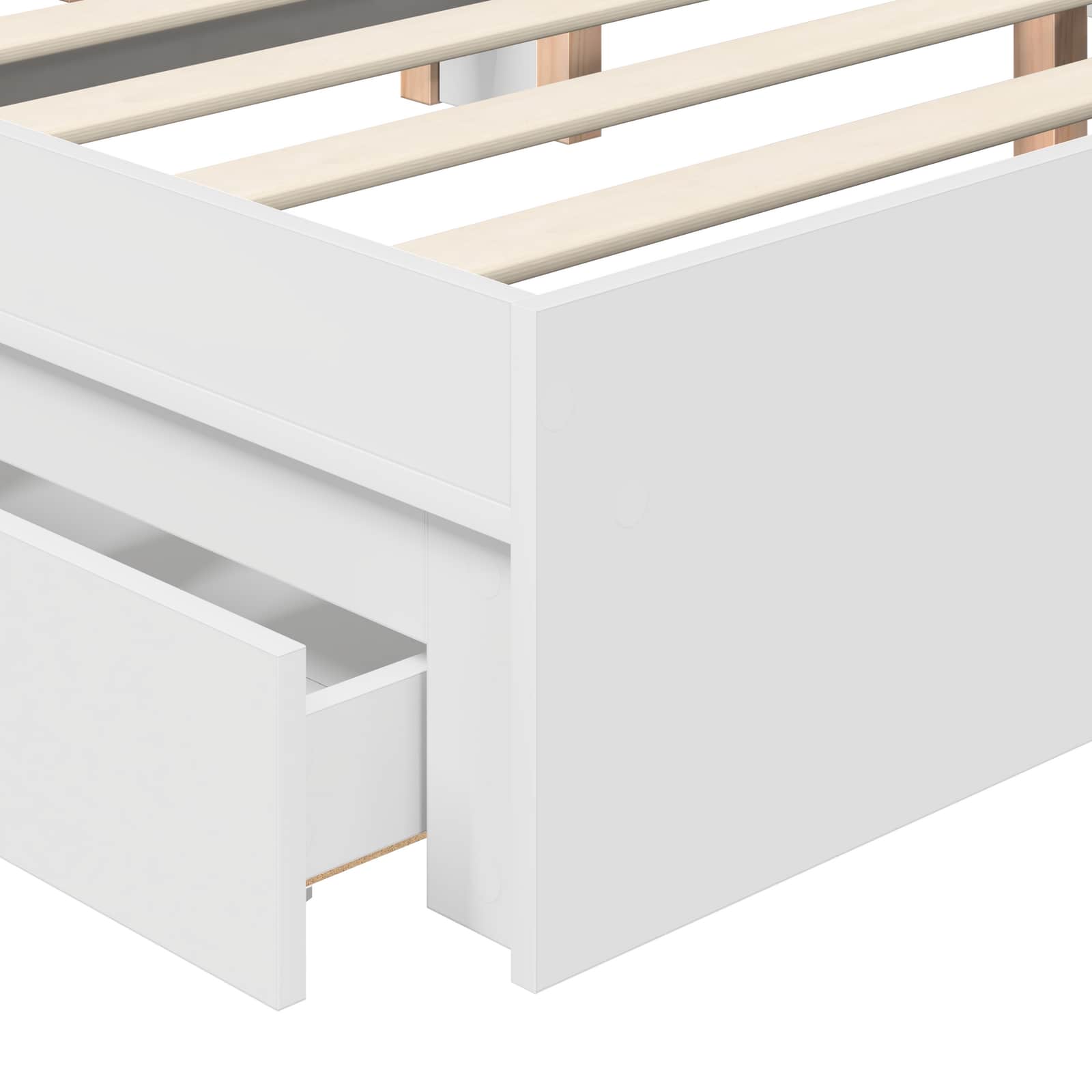 Bed Frame with Drawer White 150 x 200 cm Engineered Wood