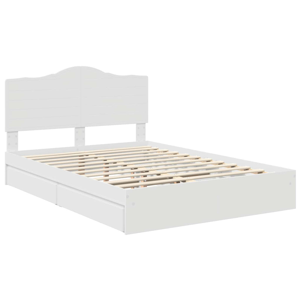 Bed Frame with Drawer White 150 x 200 cm Engineered Wood