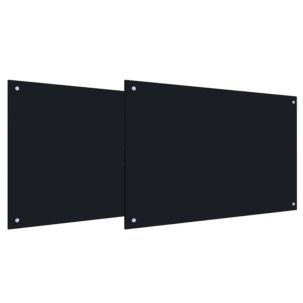 Kitchen Backsplash 2 pcs Black 90 x 50 cm Tempered Glass