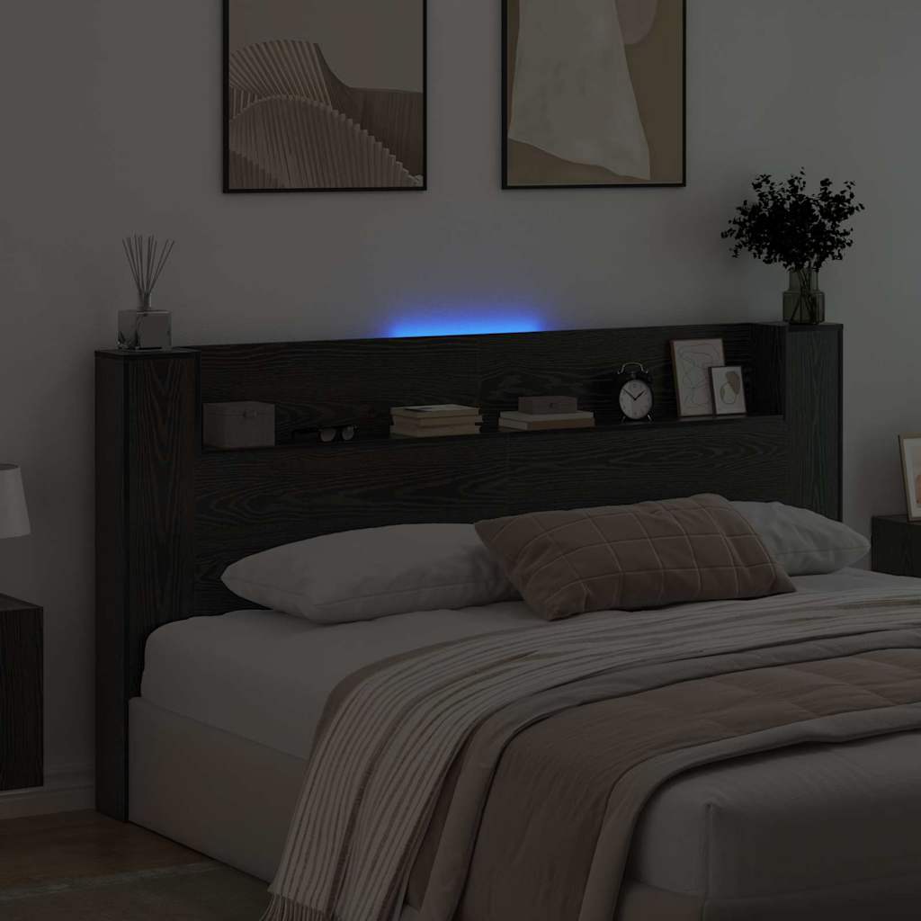 Headboard Black Oak 200 x 15 x 103.5 cm Engineered Wood