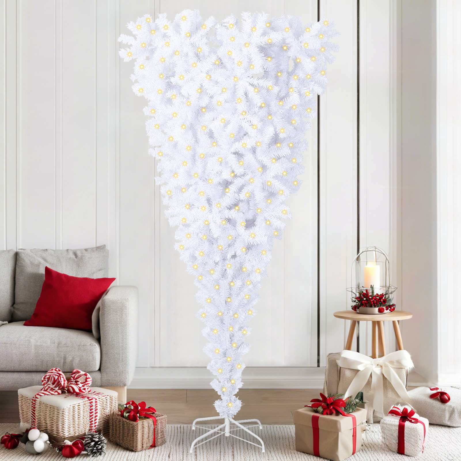 Artificial Christmas Tree with Stand White 210 cm PVC and Steel