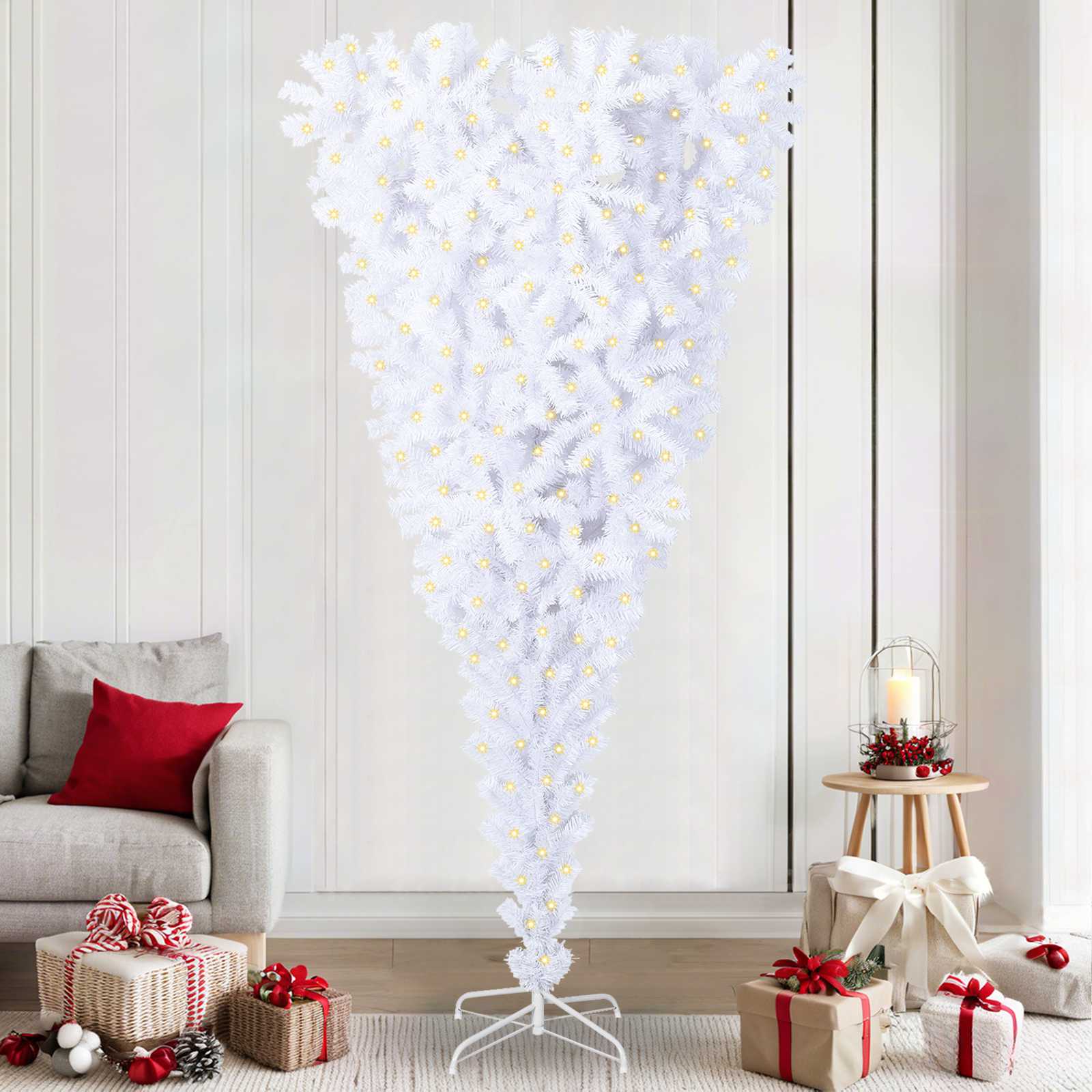 Artificial Christmas Tree with Stand White 240 cm PVC and Steel