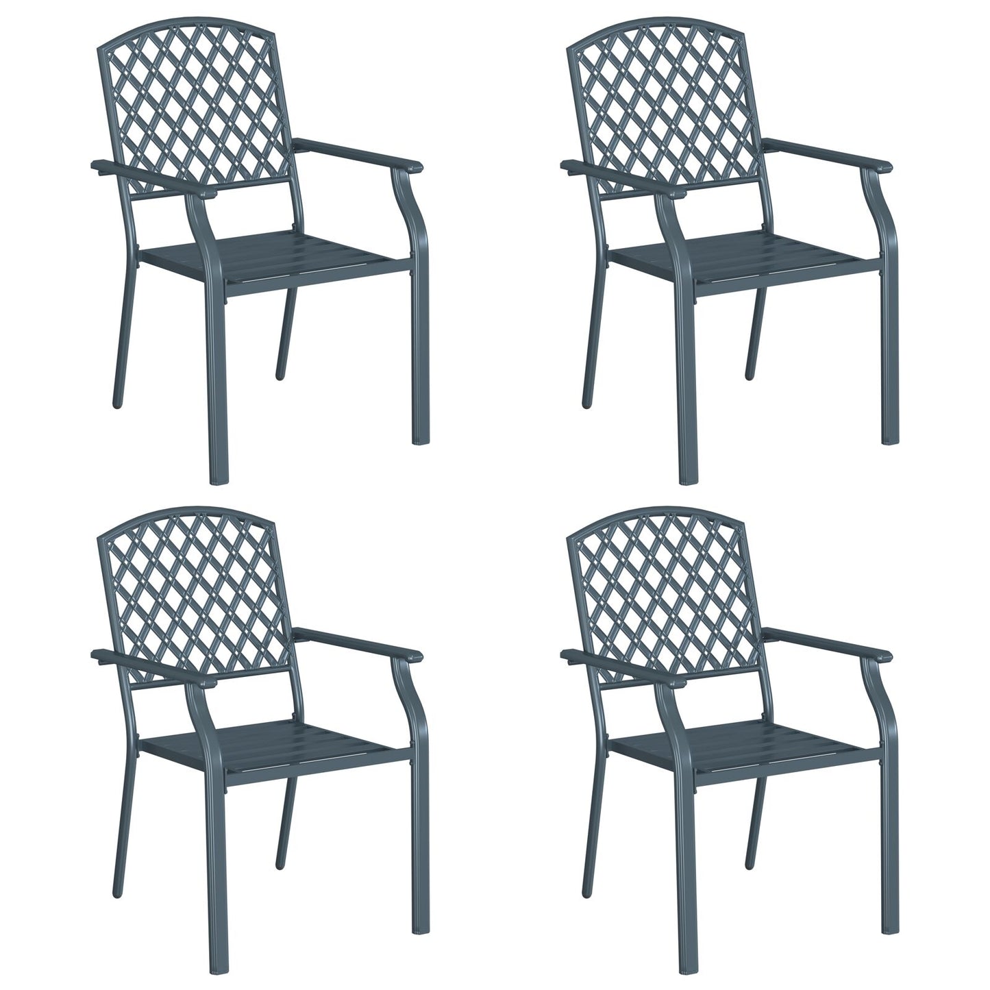Garden Chairs 4 pcs Stackable Anthracite Steel