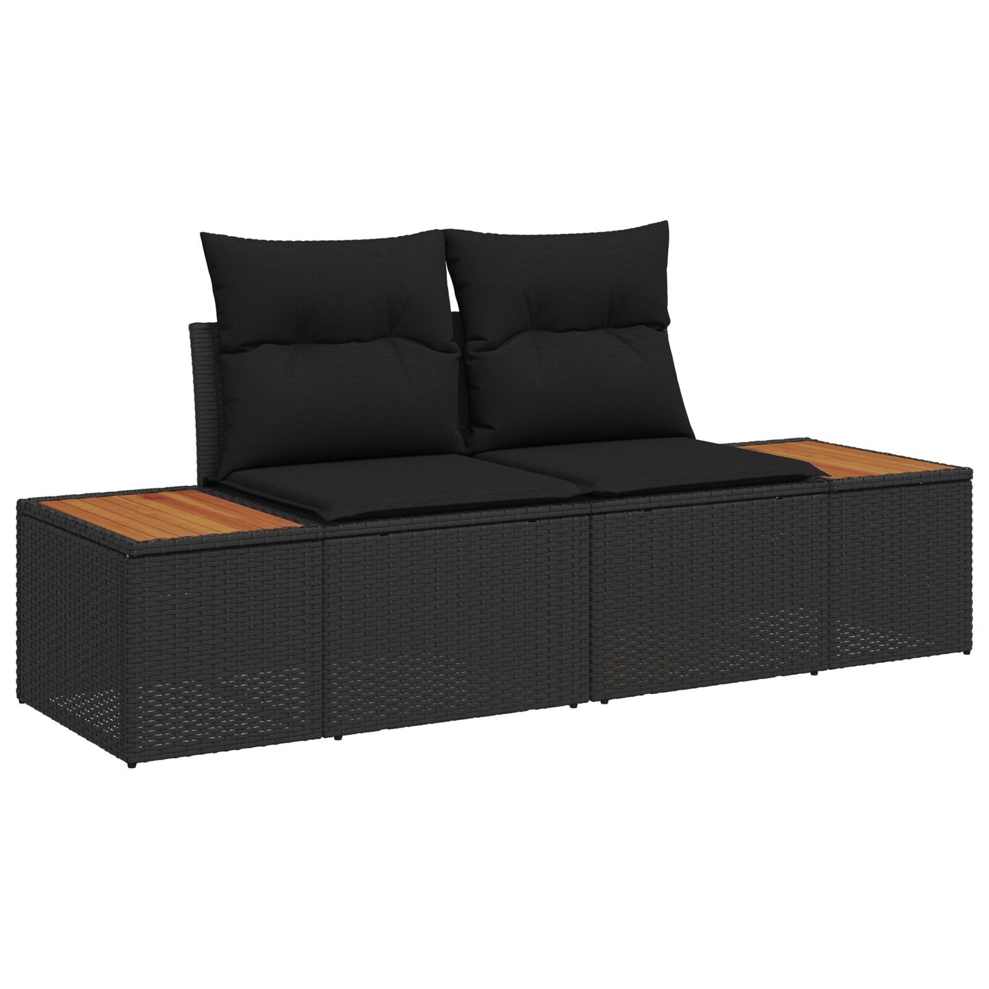 6 Piece Garden Sofa Set with Cushions Black Poly Rattan