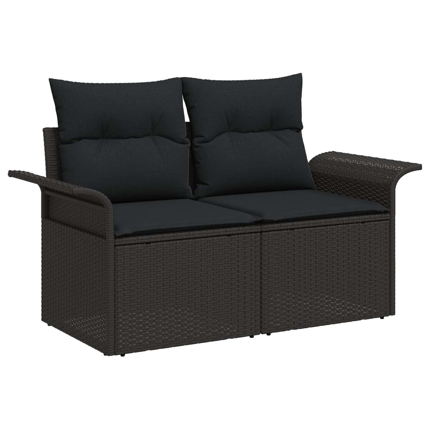 8 Piece Garden Sofa Set with Cushions Black Poly Rattan