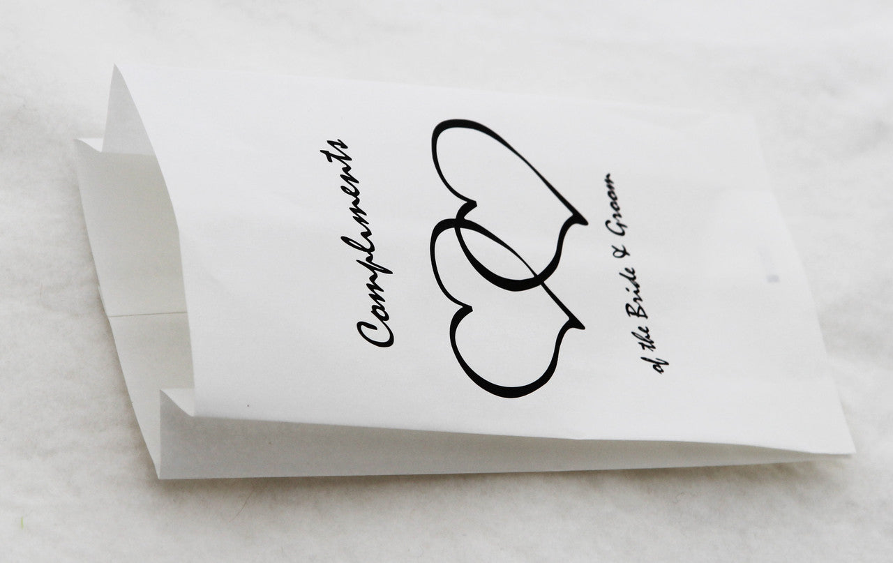 150 Pack Wedding Cake Bags Greaseproof Wax Paper Slice Take Home Favour Heart n Message