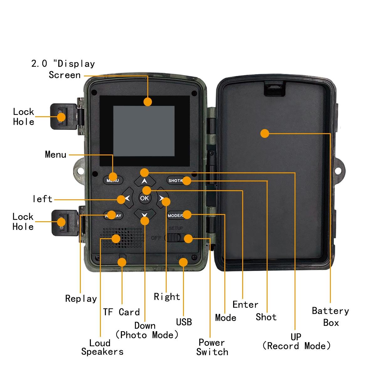 1080p Wifi Infrared Night Vision Hunting Camera with 2 Lcd Screen
