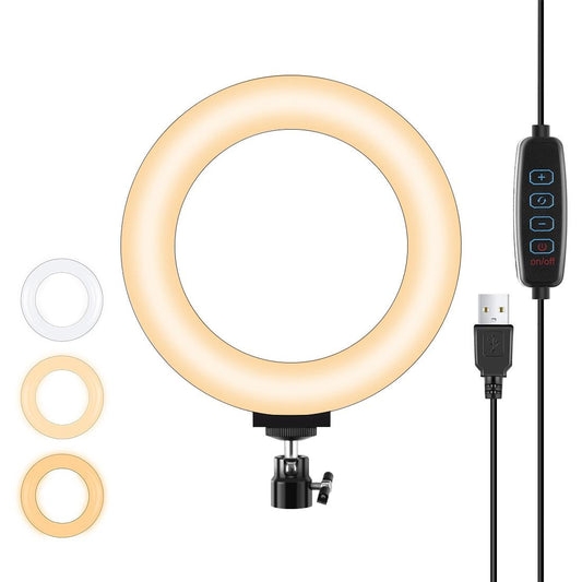 16cm Usb Led Ring Light with Tripod and 3 Modes - Black
