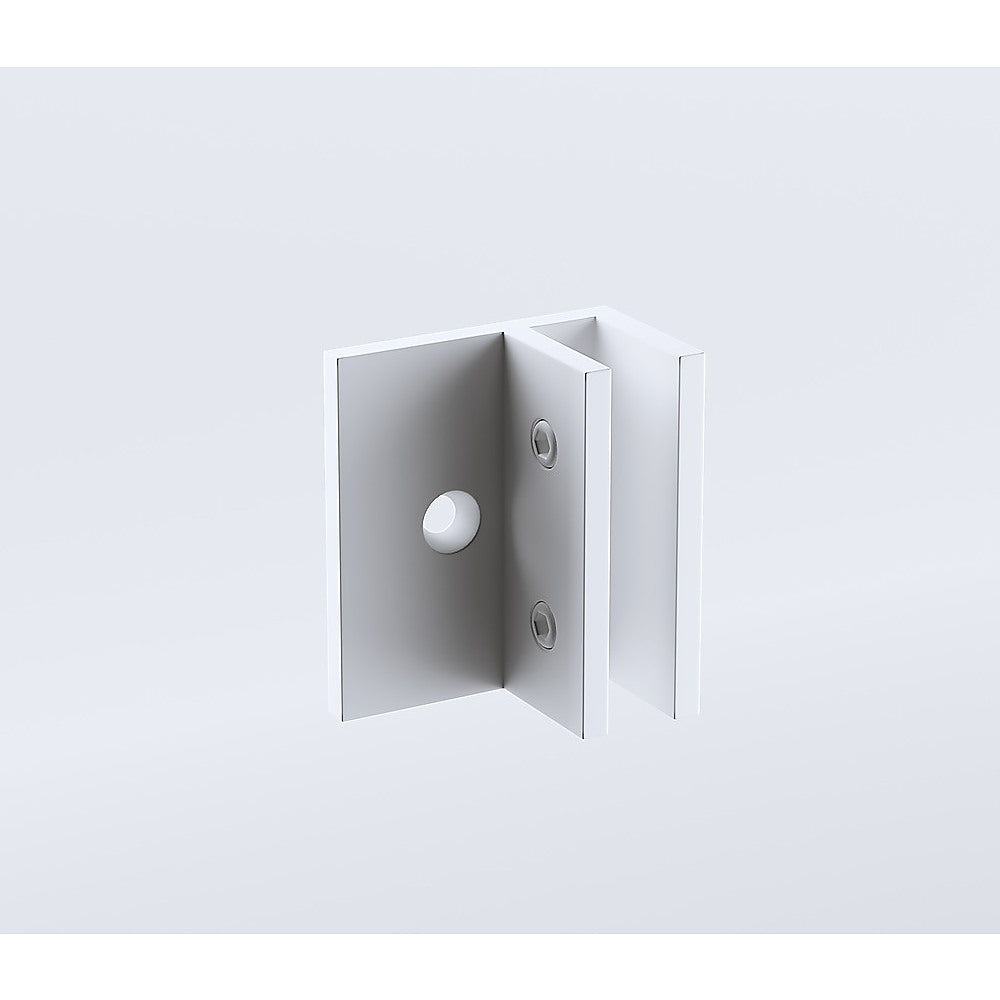 100cm Wall to Wall Frameless Shower Screen with White Brackets and Brass Hinges, Round Handle