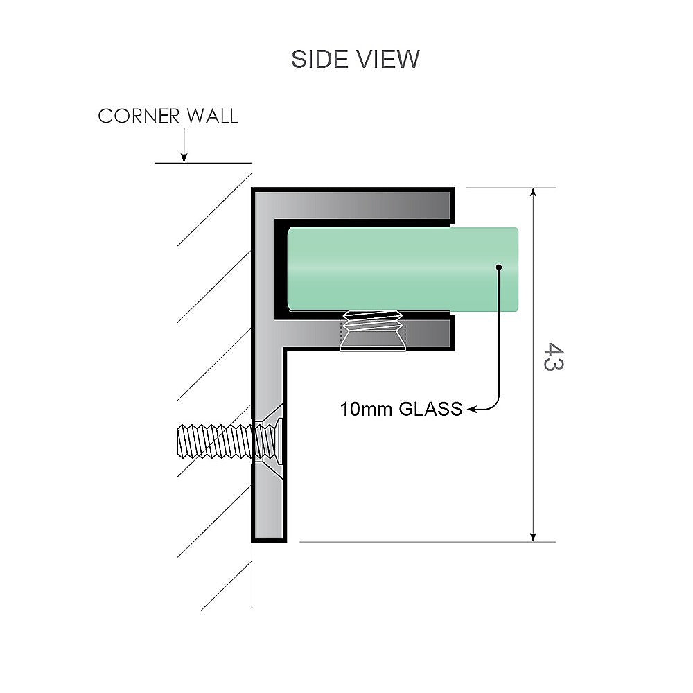 100cm Wall to Wall Frameless Shower Screen with White Brackets and Brass Hinges, Round Handle