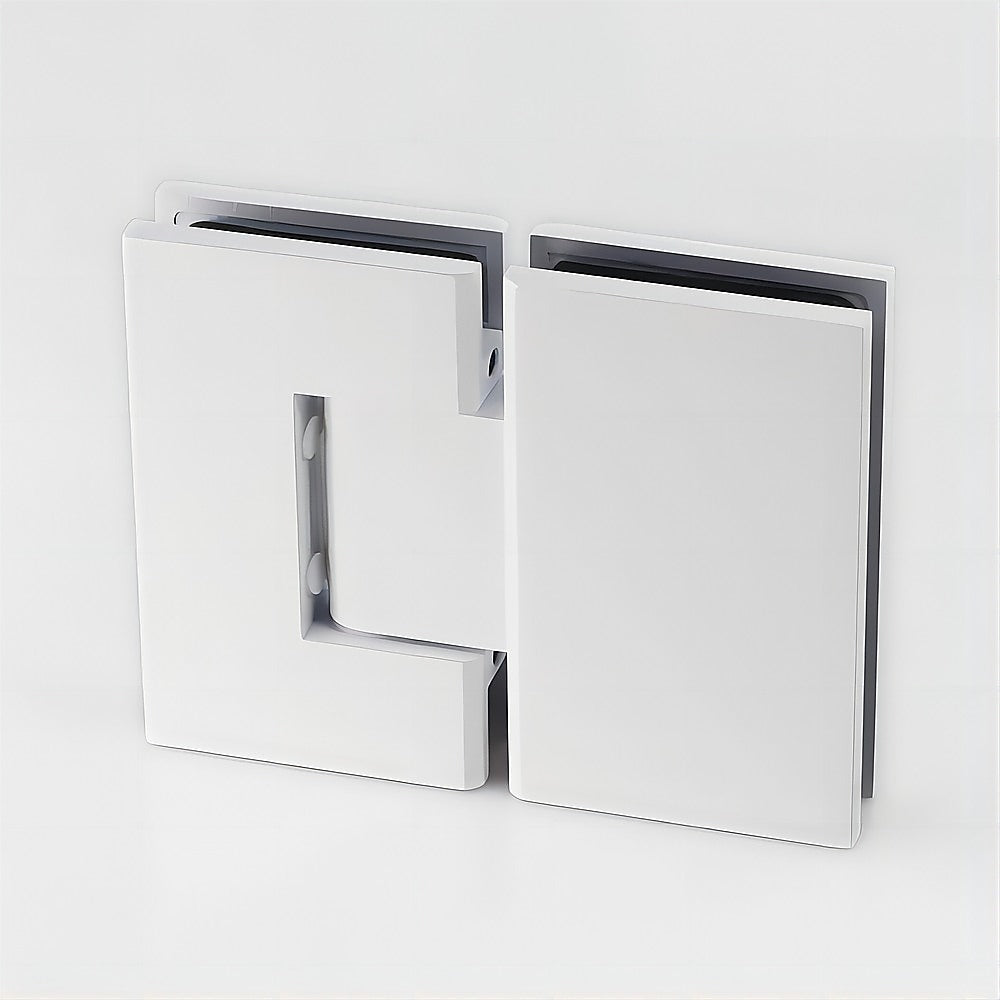 100cm Wall to Wall Frameless Shower Screen with White Brackets and Brass Hinges, Round Handle