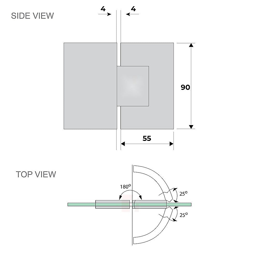 100cm Wall to Wall Frameless Shower Screen with White Brackets and Brass Hinges, Round Handle