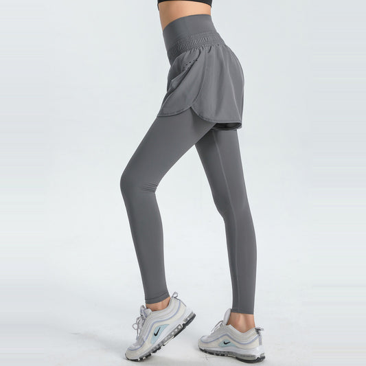 XXXXL Grey Women's High-Waist Athletic Skort with Built-In Shorts - Breathable Quick-Dry Running Skirt with Phone Pocket