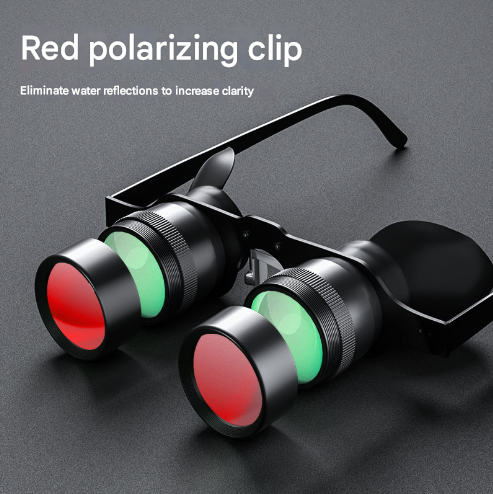 10x Telescope + Red Polarised Lens 10x HD Fishing Binocular Glasses - Polarized Zoom for Float Watching