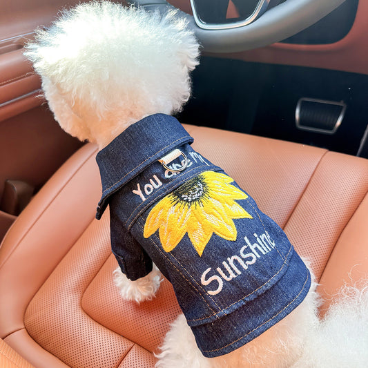 XS Around 2kg Sunshine Denim Chic Denim Pet Vest - Stylish Jean Jacket for Dogs & Cats - Spring, Summer & Autumn Fashion