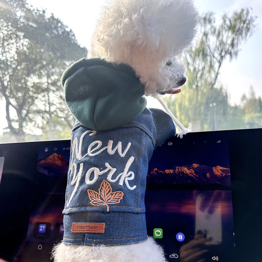 XS Around 2kg New York Denim Chic Denim Pet Vest - Stylish Jean Jacket for Dogs & Cats - Spring, Summer & Autumn Fashion